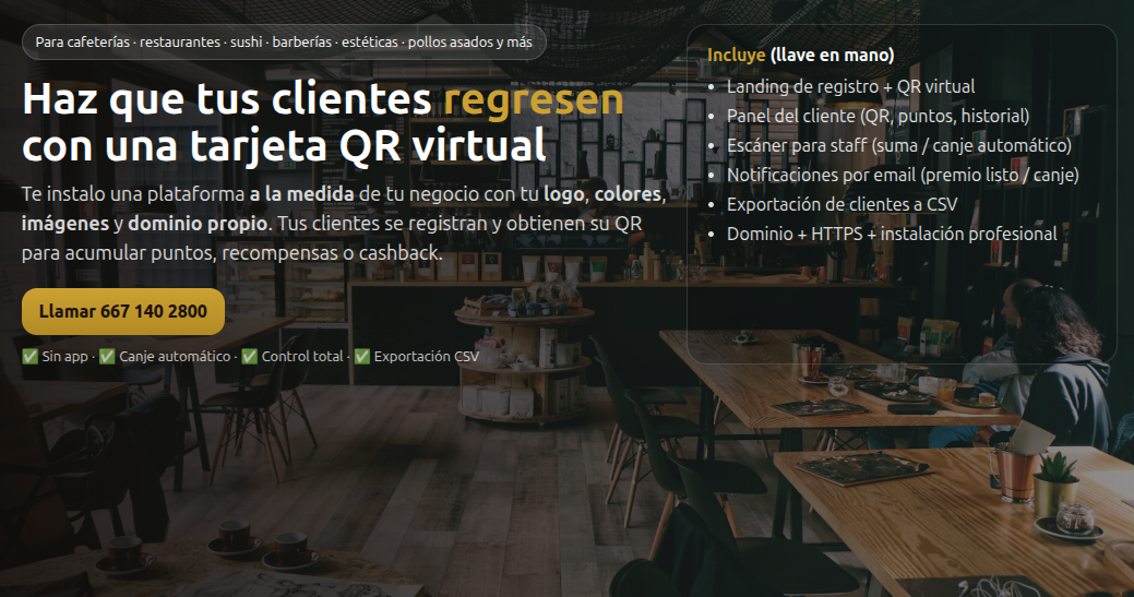Haz que tus clientes regresen con una tarjeta QR virtual